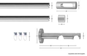 Gardinenstange Easy 2 lfg. Silber - Breite: 130 cm