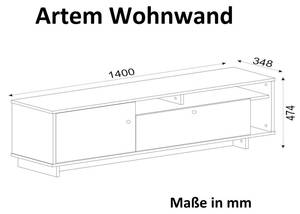TV Lowboard Artem Rebab Braun Grau - Holzwerkstoff - 140 x 47 x 35 cm