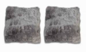 2 coussins faux poils de lapin gris Gris - Textile - 40 x 40 x 12 cm