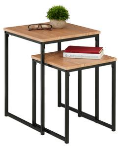 Beistelltisch 2er Set Schwarz - Braun - Holzwerkstoff - Metall - Kunststoff - 40 x 54 x 40 cm