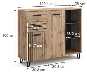 Sideboard Amber Braun - Grau - Holzwerkstoff - 120 x 100 x 38 cm