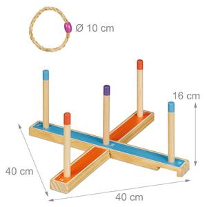 Ringwurfspiel aus Holz Blau - Braun - Orange - Holzwerkstoff - Textil - 40 x 16 x 40 cm