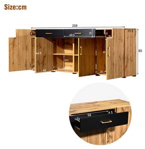 Sideboard Reinste Ⅱ Braun - Holzwerkstoff - Holz teilmassiv - 40 x 80 x 208 cm