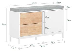 Schuhbank FSR167-WN Braun - Weiß - Holzwerkstoff - Metall - 80 x 51 x 30 cm