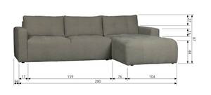 Chaise Longue Bar Gris - Textile - 280 x 87 x 170 cm