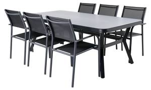 Gartenmöbel-Set Virya (7-teilig) Schwarz - Metall - 100 x 74 x 200 cm