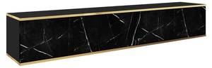 TV-Lowboard ORIS Glamour Schwarz - Gold - Marmor Schwarz Dekor