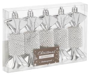 Weihnachtsbaumschmuck 5 Stück Silber - Kunststoff - 8 x 8 x 8 cm