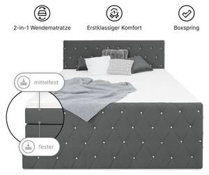 ABU DHABI Boxspringbett mit Bettkasten Anthrazit - Breite: 160 cm