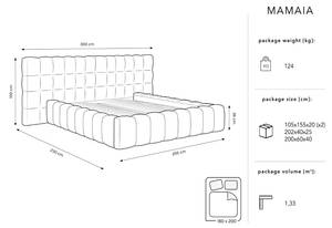 Bett mit Box und Doppelkopfteil MAMAIA Hochglanz Nachtblau