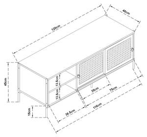 Fernsehschrank Tysnes Schwarz - Braun - Holzwerkstoff - Metall - 120 x 45 x 40 cm