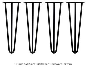 4 x 3 Streben Hairpin-Tischbeine 40.5cm Schwarz - Metall - 1 x 41 x 2 cm
