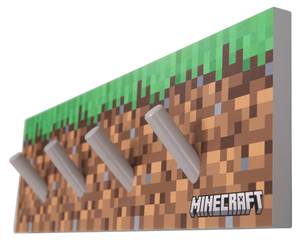 MINECRAFT Wandgarderobe Braun - Grün - Holzwerkstoff - Massivholz - 45 x 13 x 2 cm