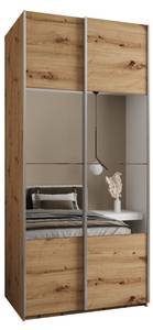 SCHWEBETÜRENSCHRANK LUX Eiche Dekor - Silber - Breite: 110 cm