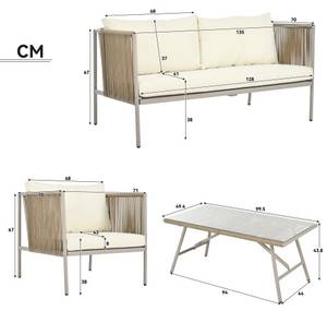 Lounge-Set M1817 Beige - Holzwerkstoff - 67 x 70 x 128 cm