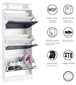 Schuhschrank Space V2 Weiß matt Pinie Anthrazit Dekor