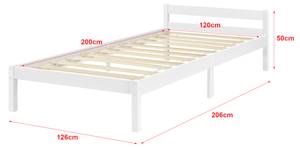 Holzbett Nakkila Weiß - Breite: 126 cm