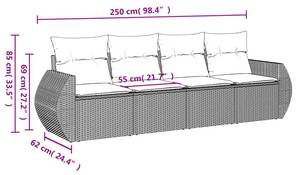 Gartensitzgruppe K245(4-tlg) Schwarz - Massivholz - 69 x 62 x 55 cm