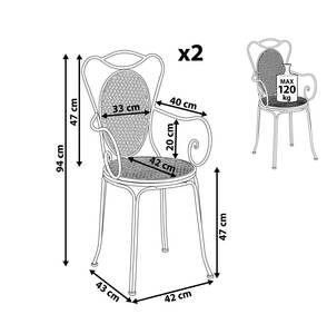 Chaise de jardin CILENTO Gris - Métal - 42 x 94 x 43 cm