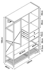 Garderobenständerset Larem 3-tlg. Schwarz - Braun - Holzwerkstoff - Metall