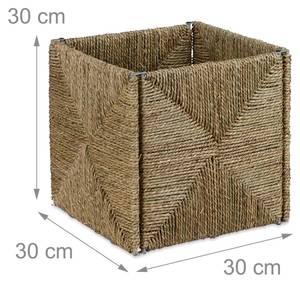 Quadratischer Aufbewahrungskorb Seegras Braun - Metall - Rattan - 30 x 30 x 30 cm