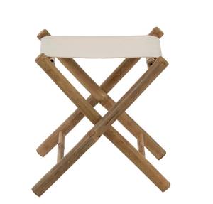 Chaise pliable bambou+textile naturel Blanc - Textile - 8 x 56 x 50 cm