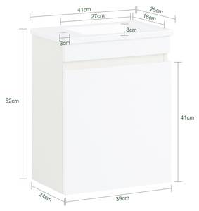 Waschbeckenunterschrank BZR170-W Weiß - Keramik - Holzwerkstoff - 41 x 52 x 24 cm