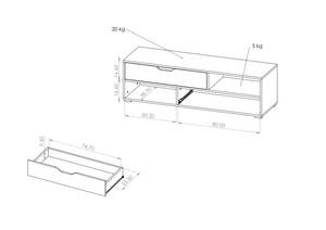 TV-Schrank WILIA Eiche Hell - Weiß