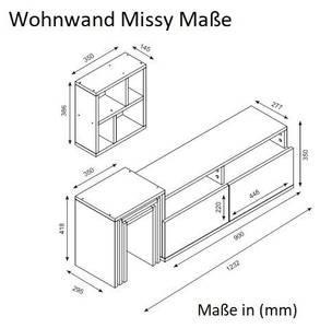 Wohnwand Missy Weiß Walnuss Braun - Holzwerkstoff - 124 x 42 x 30 cm