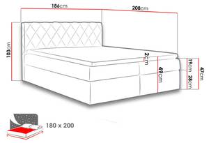 Boxspringbett Paros Hellbraun - Breite: 186 cm