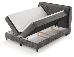 Premium Boxspringbett Lunaro Silber / Grau - Silbergrau - Breite: 211 cm