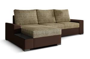 Ecksofa NEGO Beige - Dunkelbraun - Ecke davorstehend links