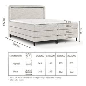 Boxspringbett Dove Creme - Breite: 160 cm