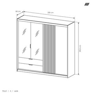 Armoire TALLY WR220 3D2D6S Beige - Bois manufacturé - Matière plastique - 220 x 211 x 60 cm