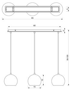 Lampe à suspension HAYDEN 15 x 13 x 65 cm