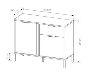 Commode LARS 2DS Noir - Doré - Bois manufacturé - Matière plastique - 104 x 82 x 40 cm