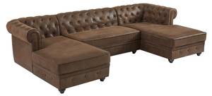 Sofa CHESTERFIELD Braun - Textil - 163 x 72 x 290 cm