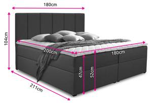 Boxspringbett Star Grau - Breite: 180 cm