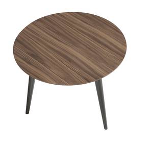 Table d'angle ronde en bois de noyer Noir - Marron - Bois manufacturé - Bois massif - Bois/Imitation - 60 x 45 x 60 cm