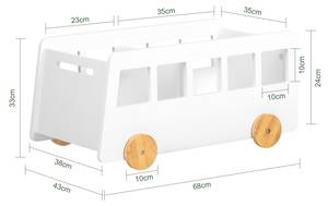 Coffre à Roulettes pour Enfant KMB41-W Blanc - Bois manufacturé - 68 x 33 x 43 cm