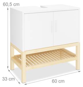 Waschbeckenunterschrank mit Ablage Braun - Weiß - Bambus - Holzwerkstoff - 60 x 61 x 33 cm