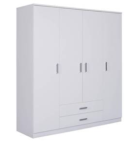 Kleiderschrank Ranya Weiß - Massivholz - 180 x 199 x 58 cm