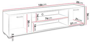 TV-Lowboard Gimren Weiß - Holzwerkstoff - 156 x 36 x 35 cm