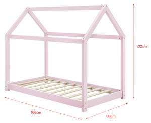 Kinderbett Netstal Pink - Massivholz - 160 x 132 x 80 cm