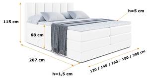 Boxspringbett BOXI1 KING Hochglanz Weiß - Breite: 120 cm