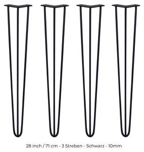 4 x 3 Streben Hairpin-Tischbeine 71cm Schwarz - Metall - 1 x 71 x 1 cm