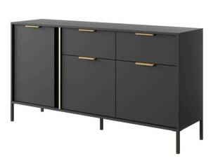 Commode LARS 153 3D2S Noir - Doré - Bois manufacturé - Matière plastique - 154 x 82 x 40 cm