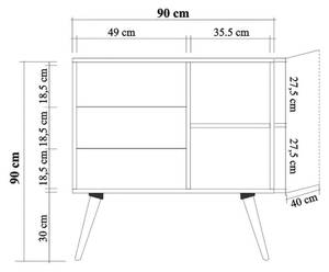 Kommode Dferrett Braun - Holzwerkstoff - 40 x 90 x 90 cm