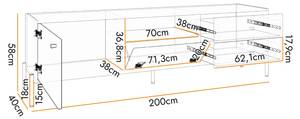 TV-Lowboard RAVIERO Schwarz - Holzwerkstoff - 200 x 58 x 40 cm