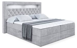 Boxspringbett - NOEL GOLD - LED Hellgrau - Breite: 180 cm - H3